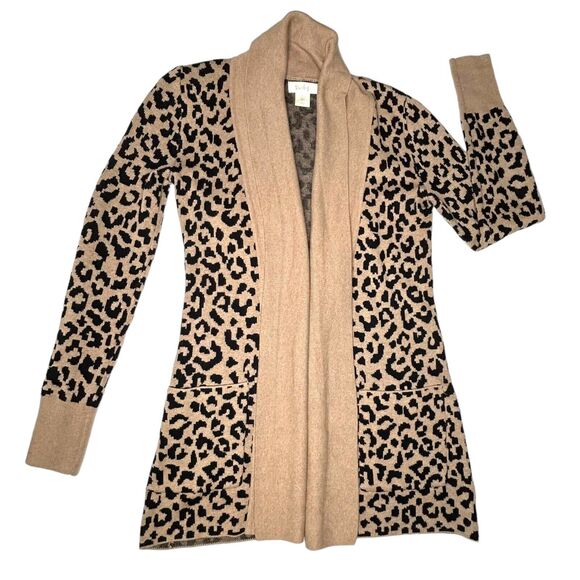 KAISLEY Leopard Print Cardigan Duster Size Small Tan Brown Black - Picture 7 of 7